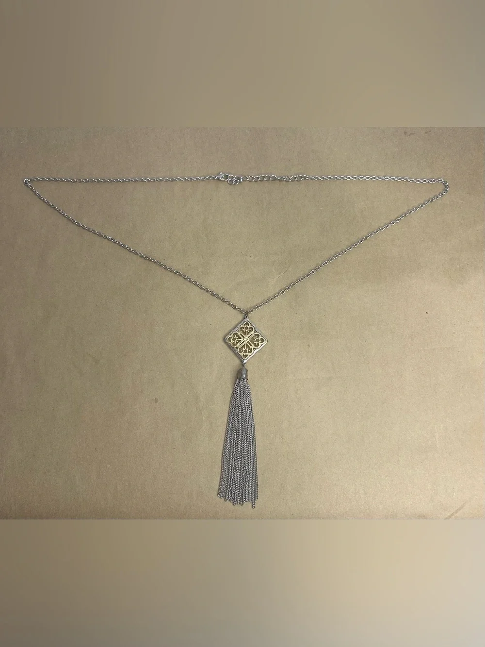5 for $25🔥Filigree Diamond Pendant Chain Tassel Necklace